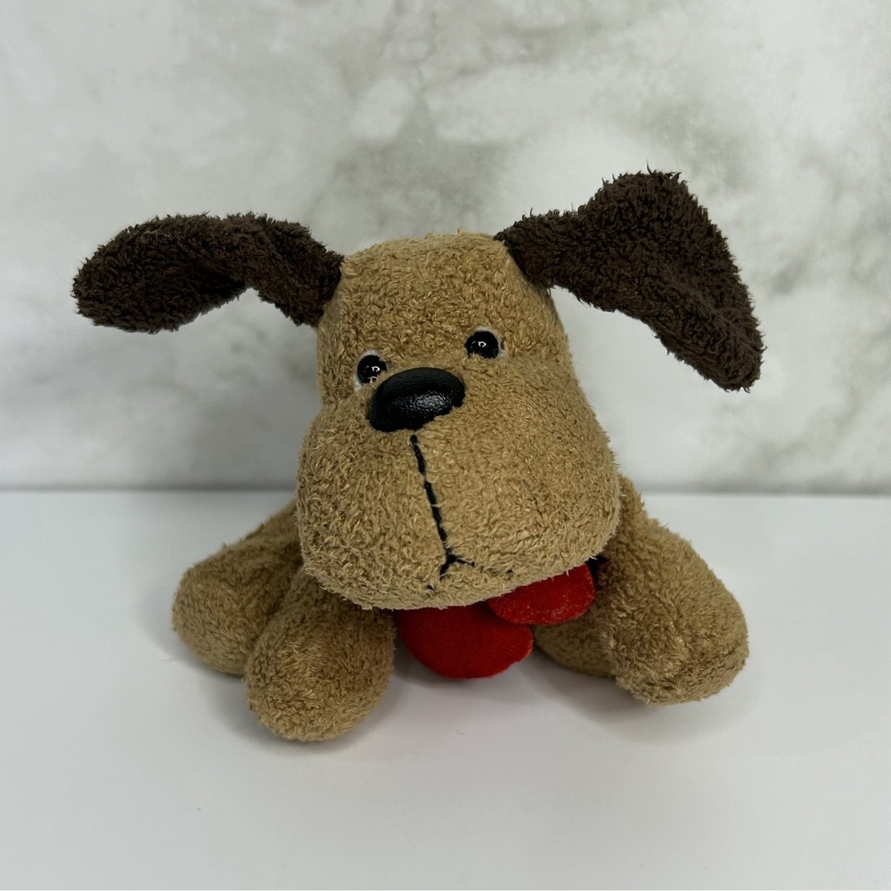 Russ Luv Pets Doo Wop Puppy Dog Plush Beanie Soft Sensory Toy Tan‎ Brown Hearts
